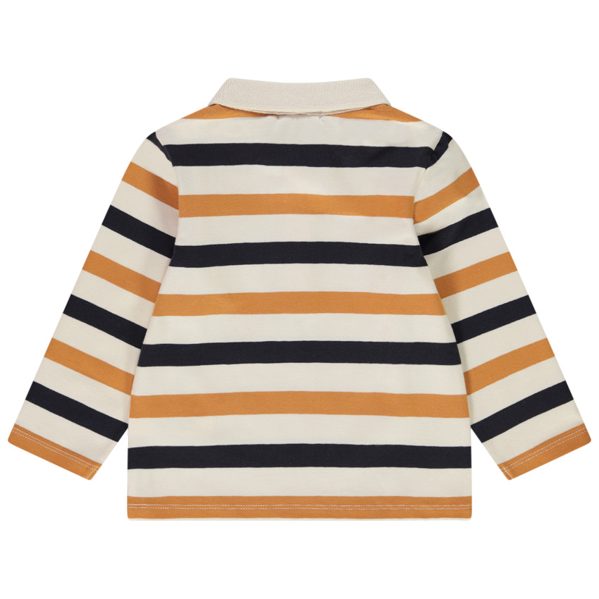 Πόλο μακρυμάνικο από jersey ριγέ με παιχνιδιάρικη τσέπη για bebe αγόρι 