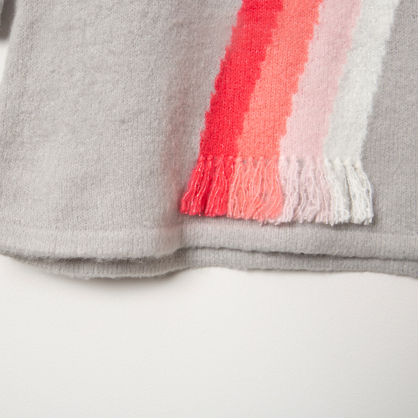 Μακρυμάνικο πλεκτό φόρεμα με ζακάρ ουράνιο τόξο 