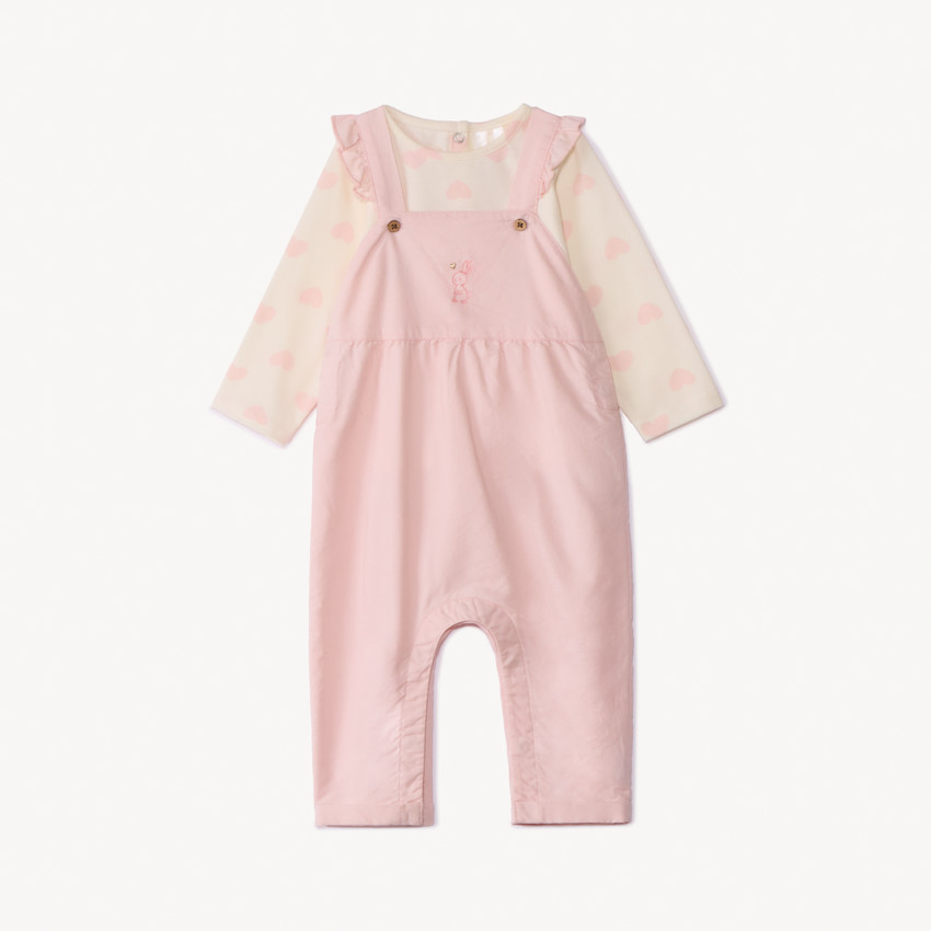 Σετ 2 τμχ. με κεντημένη σαλοπέτα για bebe κορίτσι 