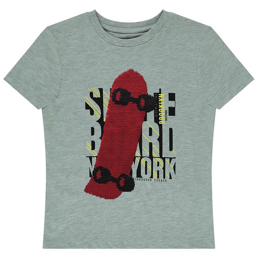 T-shirt manches courtes print et sequins magiques printés pour garçon 
