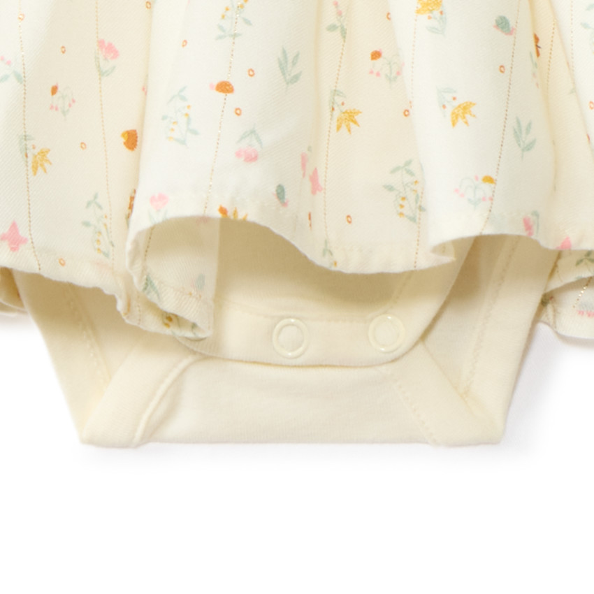 Robe effet 2 en 1 bi-matière motifs floraux pour bébé fille 