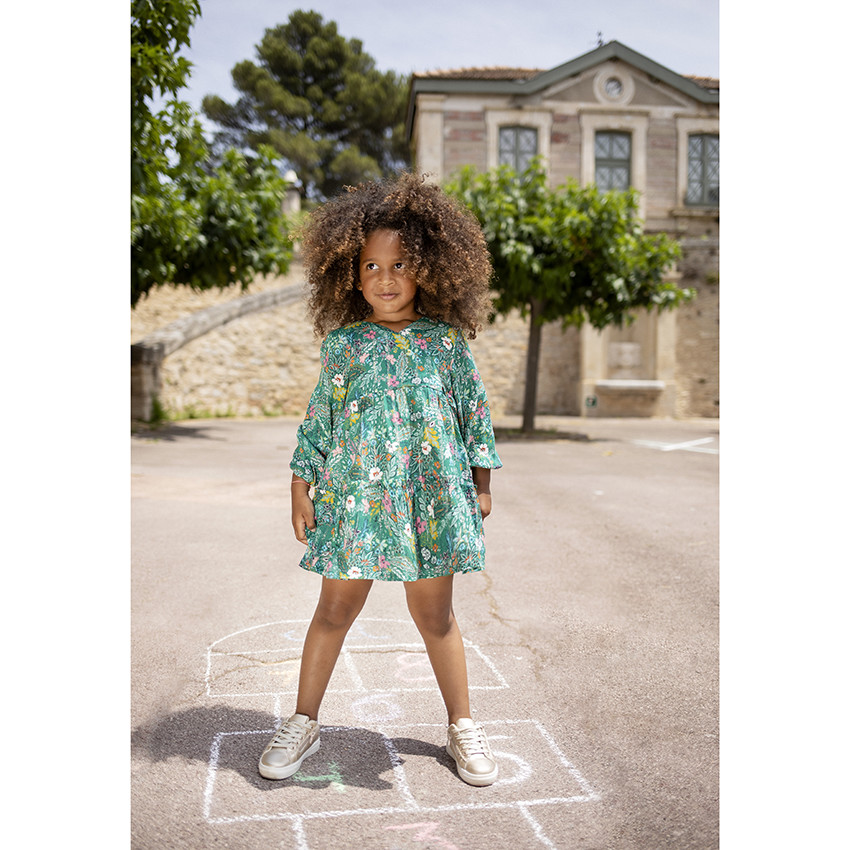 Φόρεμα μακρυμάνικο με λουλούδια για κόριτσι 