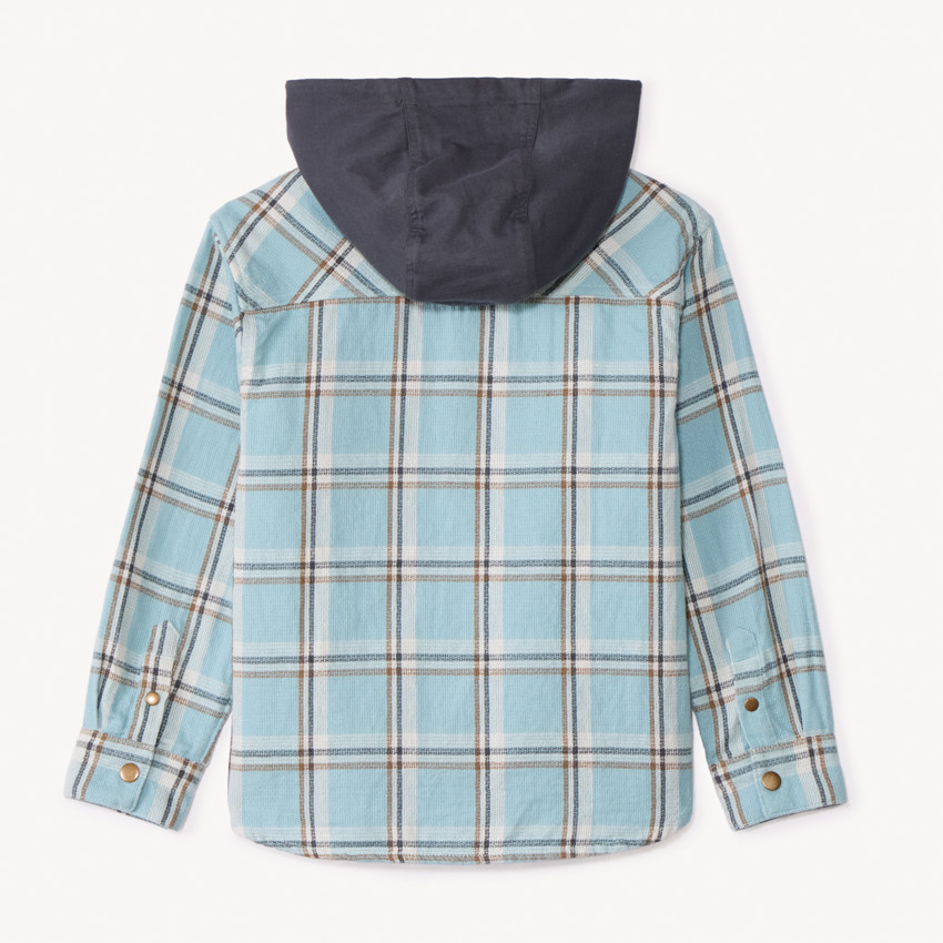 Chemise manches longues à carreaux et capuche pour garçon  