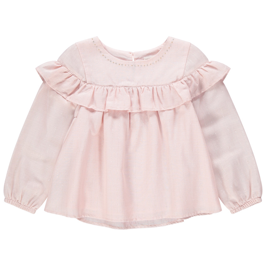 Μακρυμάνικη τουνίκ με βολάν και λεπτά κεντήματα 