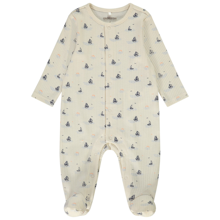 Dors-bien côtelé imprimé voiliers pour bébé garçon 