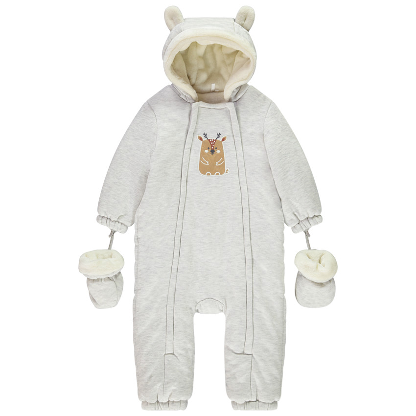 Σαλοπέτα με σχέδιο ελαφάκι για μωρό αγόρι με διάφορες λεπτομέρειες ανάλογα με την ηλικία 