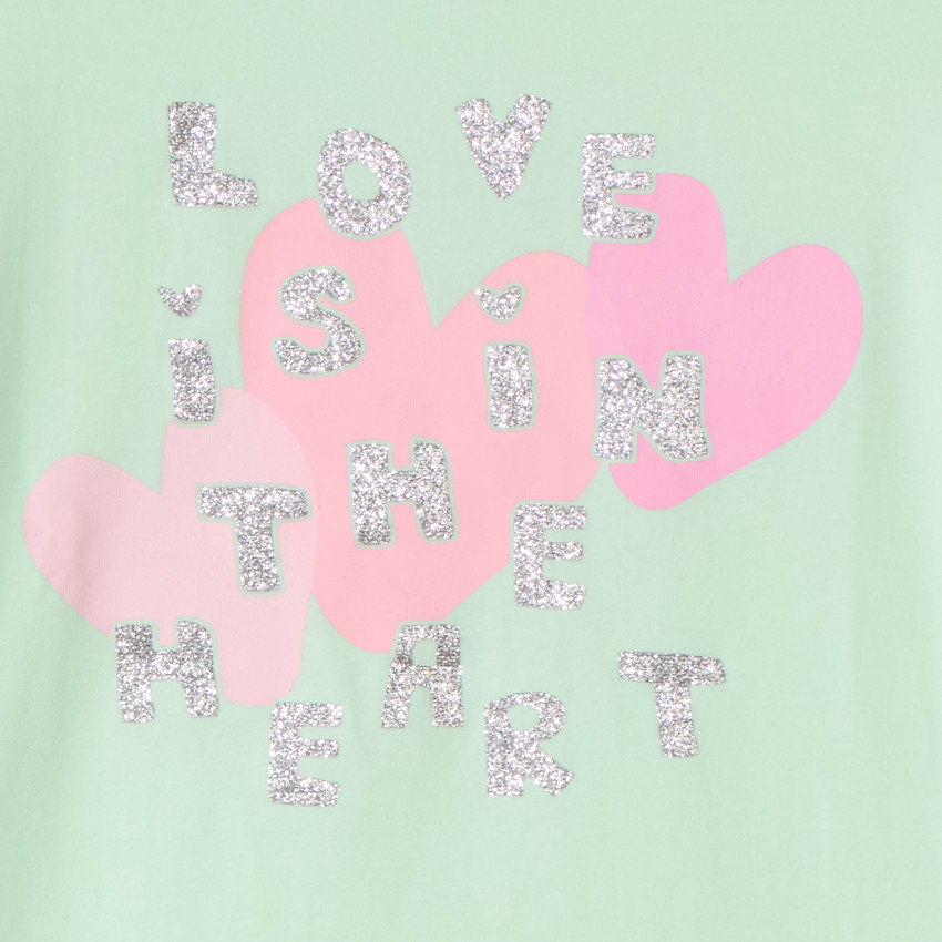 T-shirt με κοντά μανίκια με φαντεζί σχέδιο και glitter για κορίτσι 