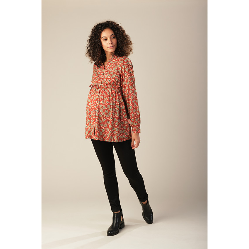 Tunique de grossesse manches longues à imprimé floral all-over 