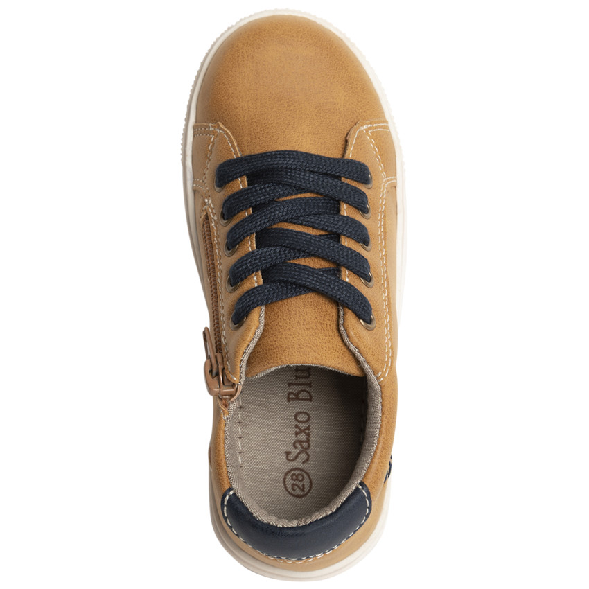 Baskets basses camel pour enfant garçon à lacets et zip Main Baskets basses camel pour enfant garçon à lacets et zip