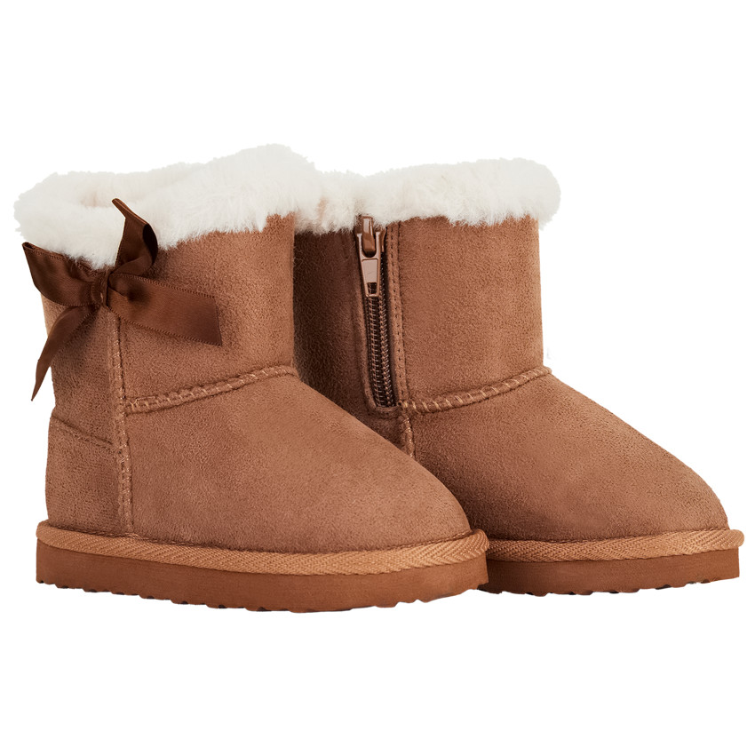 Μπότες με συνθετική γούνα effet daim για bebe κορίτσι 