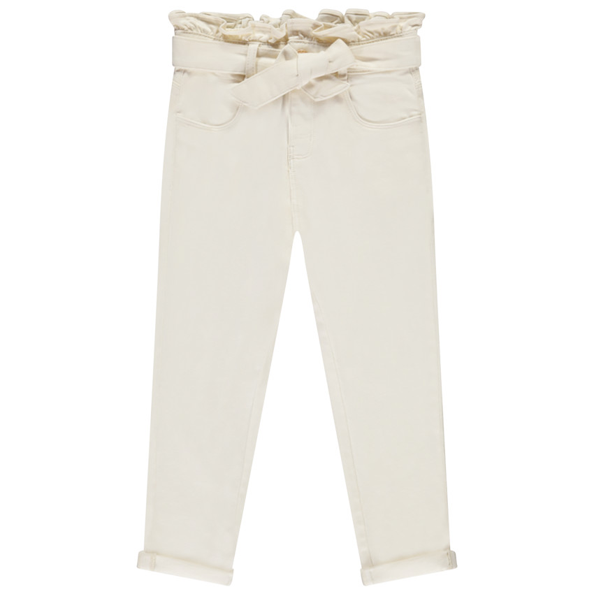 Τζιν paperbag μονόχρωμο με ζώνη για κορίτσι 