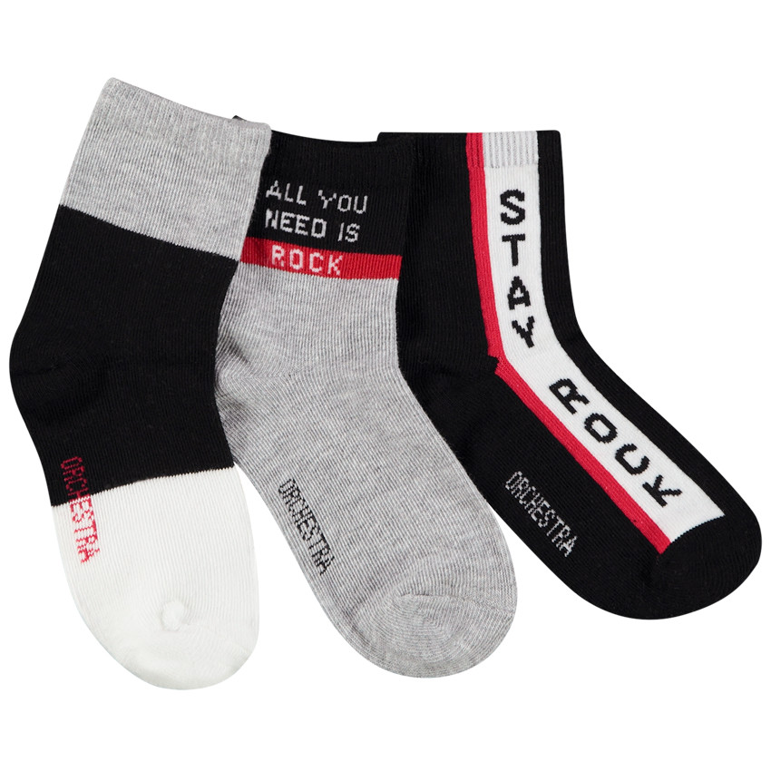 Σετ από 3 ζευγάρια κάλτσες σχέδιο φαντεζί για αγόρι 