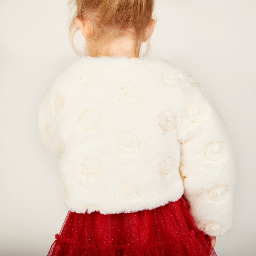 Gilet en fausse fourrure avec rosaces pour bébé fille 