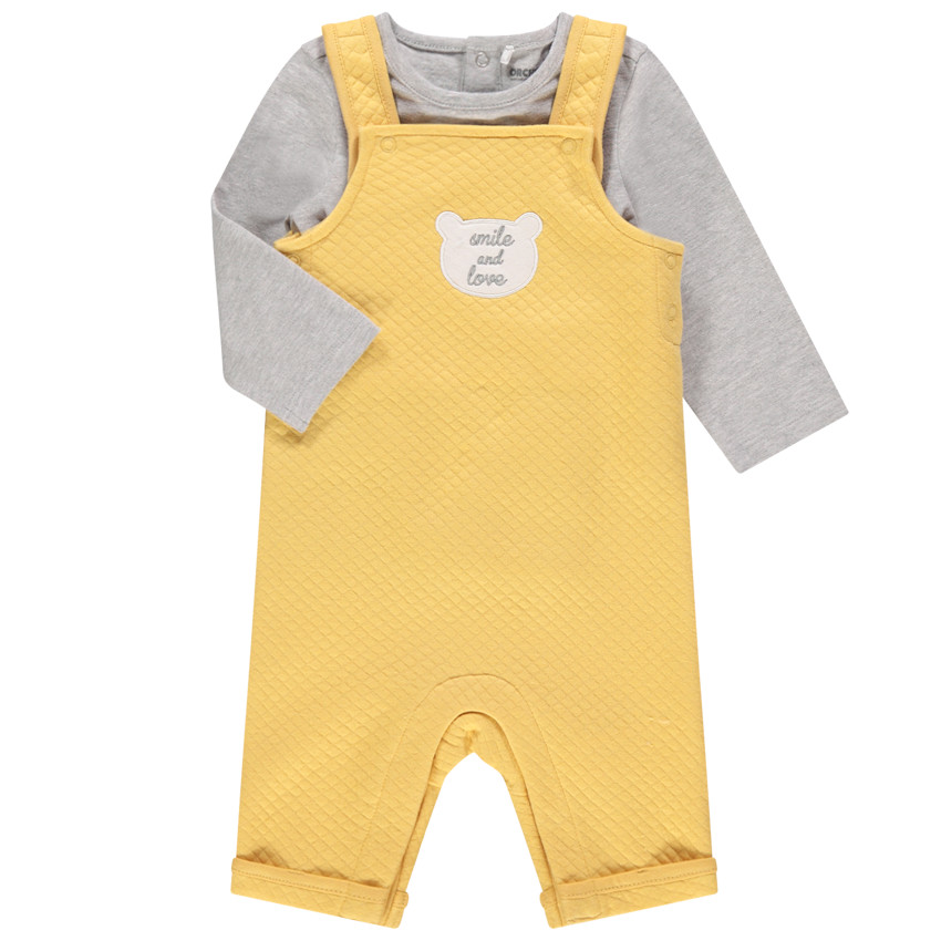 Σύνολο σαλόπετας από πλεκτό με κέντημα αρκούδας και μονόχρωμο μπλουζάκι 