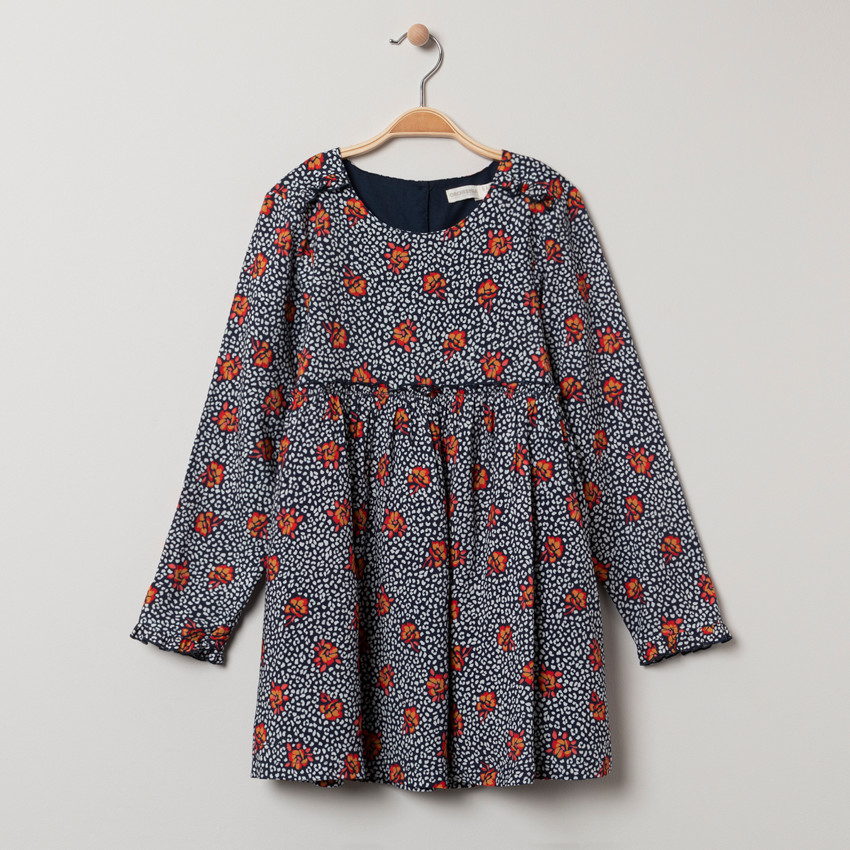 Robe manches longues à fleurs all-over 