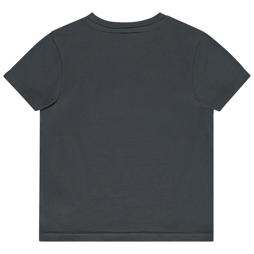 Κοντομάνικο μπλουζάκι μονόχρωμο με print και κεντημένο μήνυμα για αγόρι 