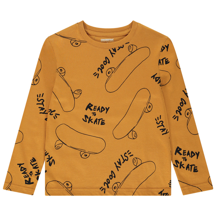 T-shirt manches longues en jersey imprimé skates pour garçon Main T-shirt manches longues en jersey imprimé skates pour garçon