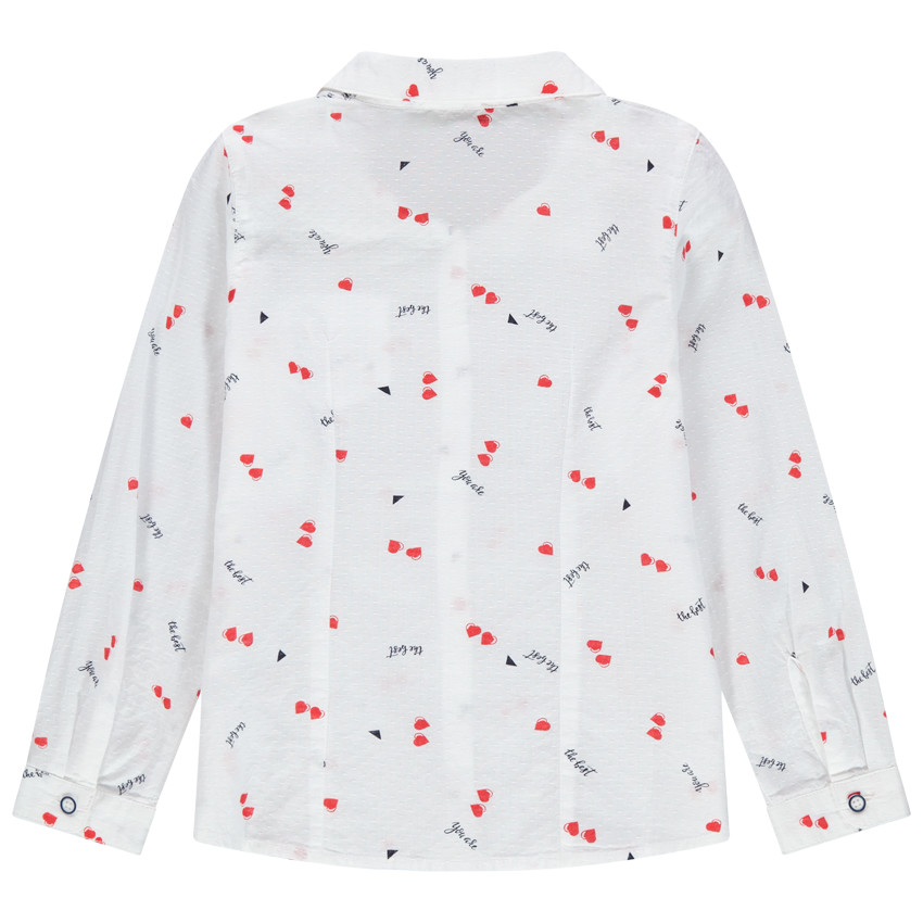 Μακρυμάνικο πουκάμισο με εμπριμέ μοτίβο καρδιές και τσέπη στο στήθος 