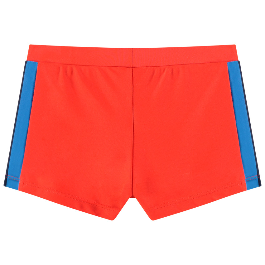 Μαγιό-μποξεράκι με λωρίδες σε αντίθεση και στάμπα σκύλο  