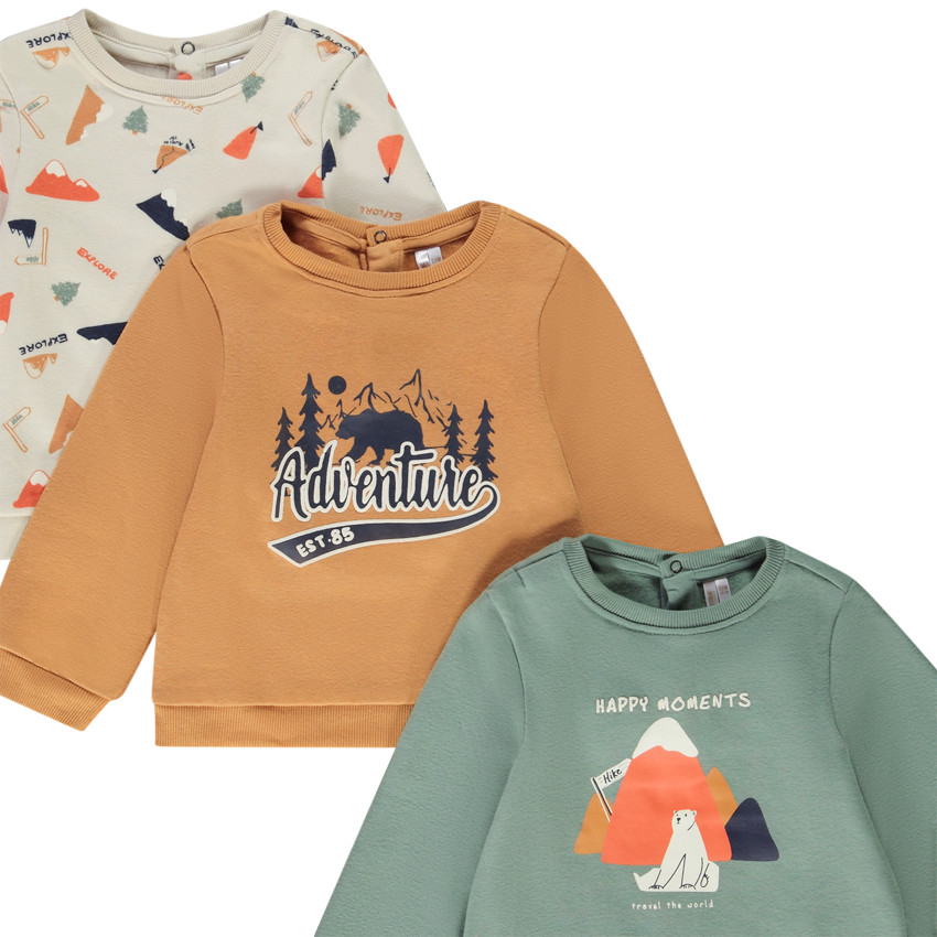 Σετ από 3 φαντεζί φούτερ molleton για bebe αγόρι 