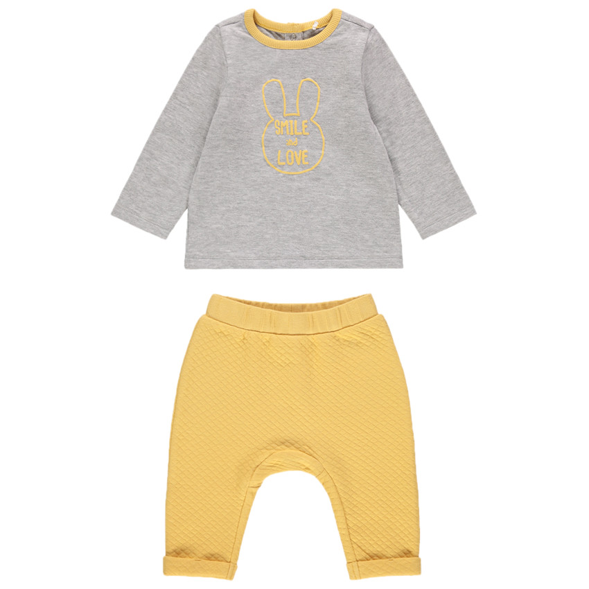 Σέτ με μπλούζα μακρυμάνικη με σχέδιο και παντελόνι από πλεκτό ύφασμα. 