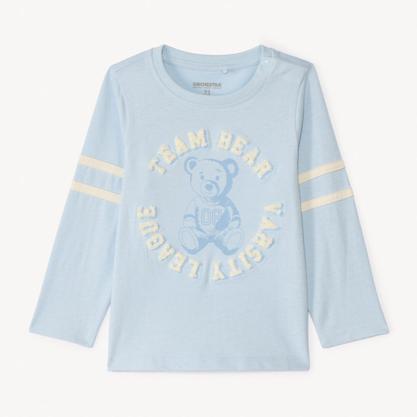 T-shirt à manches longues avec imprimé ourson pour bébé garçon 