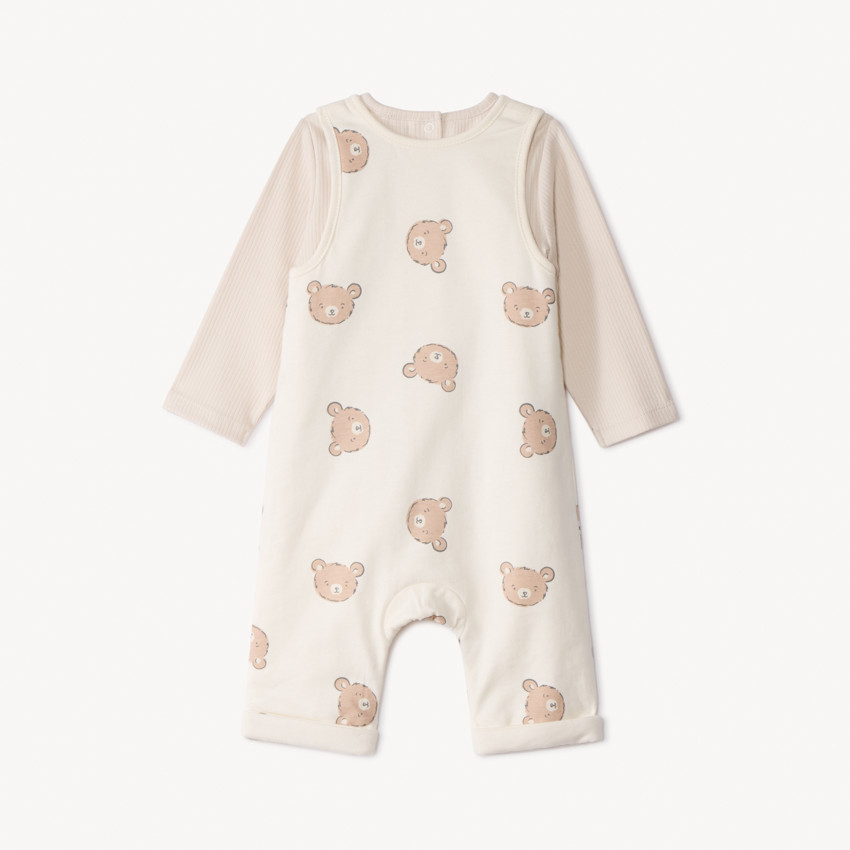 Σέτ 2 τμχ. με σαλοπέτα με σχέδιο αρκούδα για μωρό 