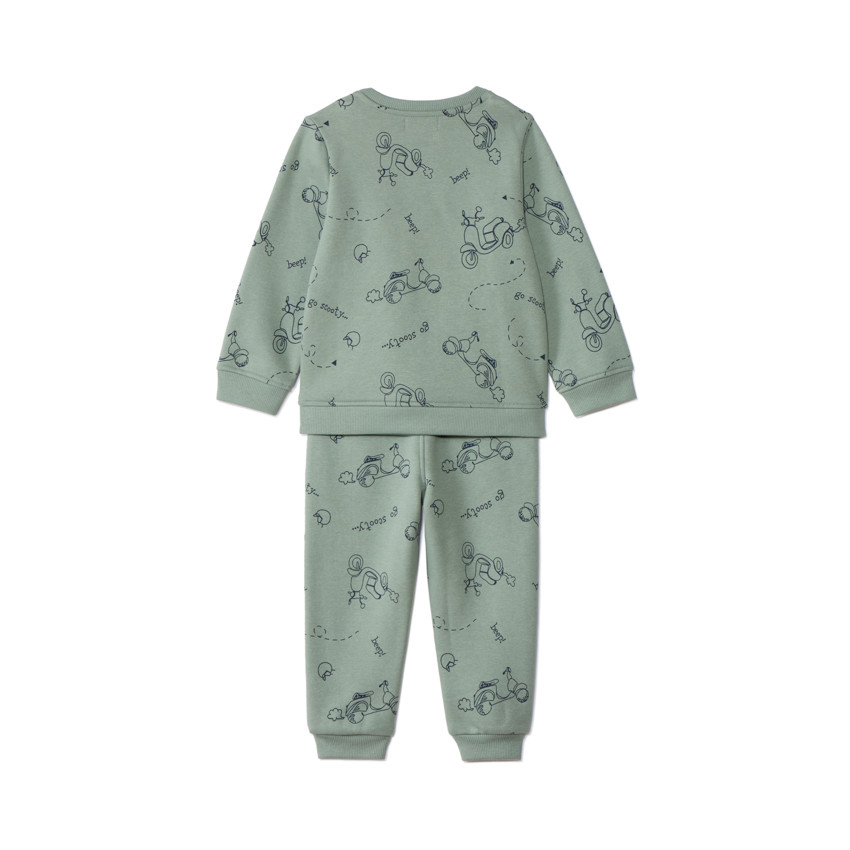 Σετ φούτερ molleton και φόρμα με εκτύπωση Scoot για bebe αγόρι 