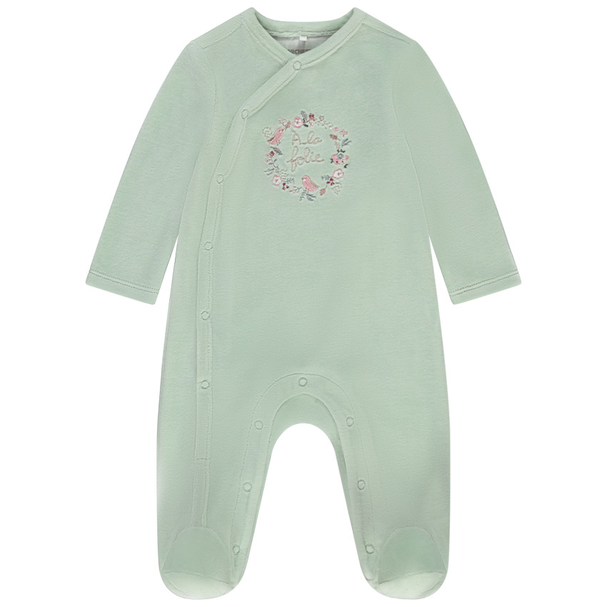 Dors-bien en velours pour bébé fille avec ouvertures différentes selon l'âge  Additional Dors-bien en velours pour bébé fille avec ouvertures différentes selon l'âge