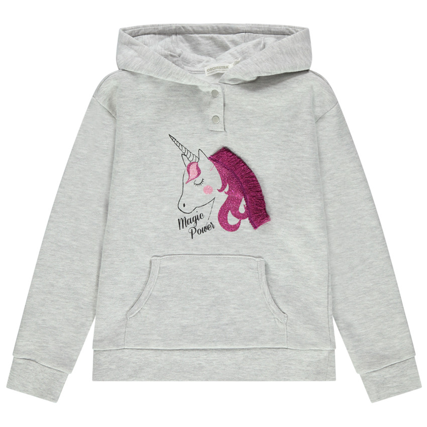 Sweat en molleton à capuche print licorne avec crinière en relief  Additional Sweat en molleton à capuche print licorne avec crinière en relief