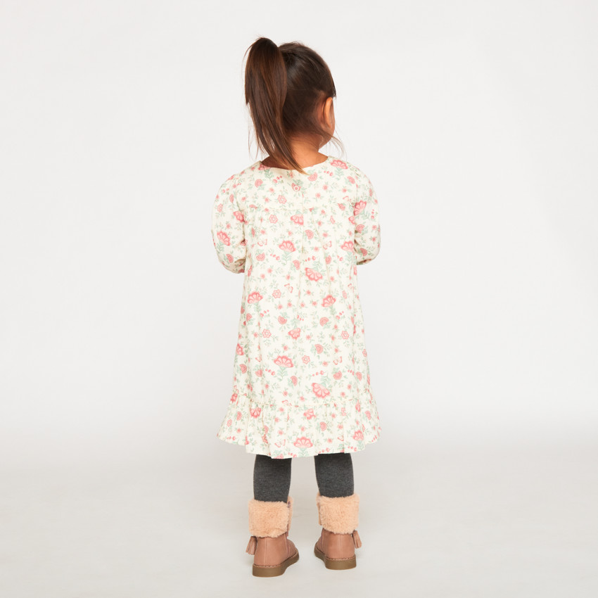 Robe manches longues imprimé floral pour bébé fille 