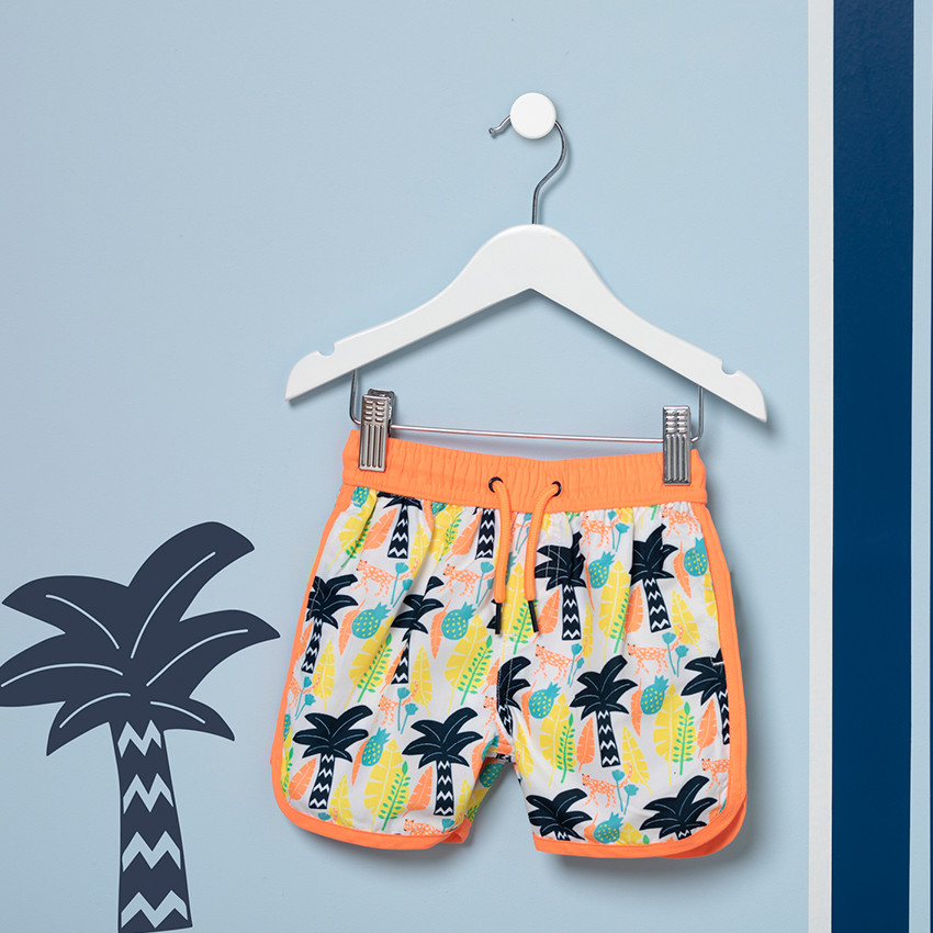 Μαγιό-σορτσάκι με μοτίβο με φοίνικες σε όλη την επιφάνεια 