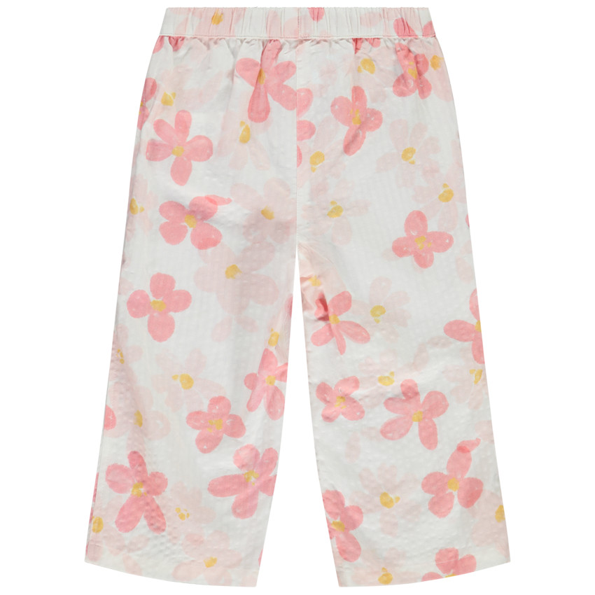 Pantalon fluide en seersucker imprimé fleurs pour bébé fille 