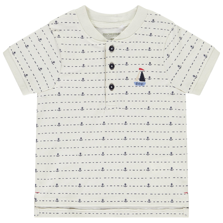 Κοντομάνικο πλεκτό πόλο με σχέδιο άγκυρες για μωρό αγόρι 