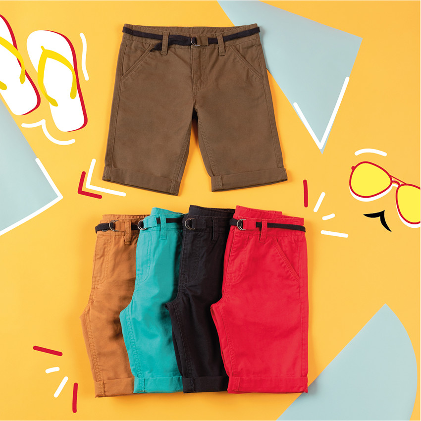 Βερμούδα από βαμβακερό ύφασμα με ρυθμιζόμενη ζώνη 