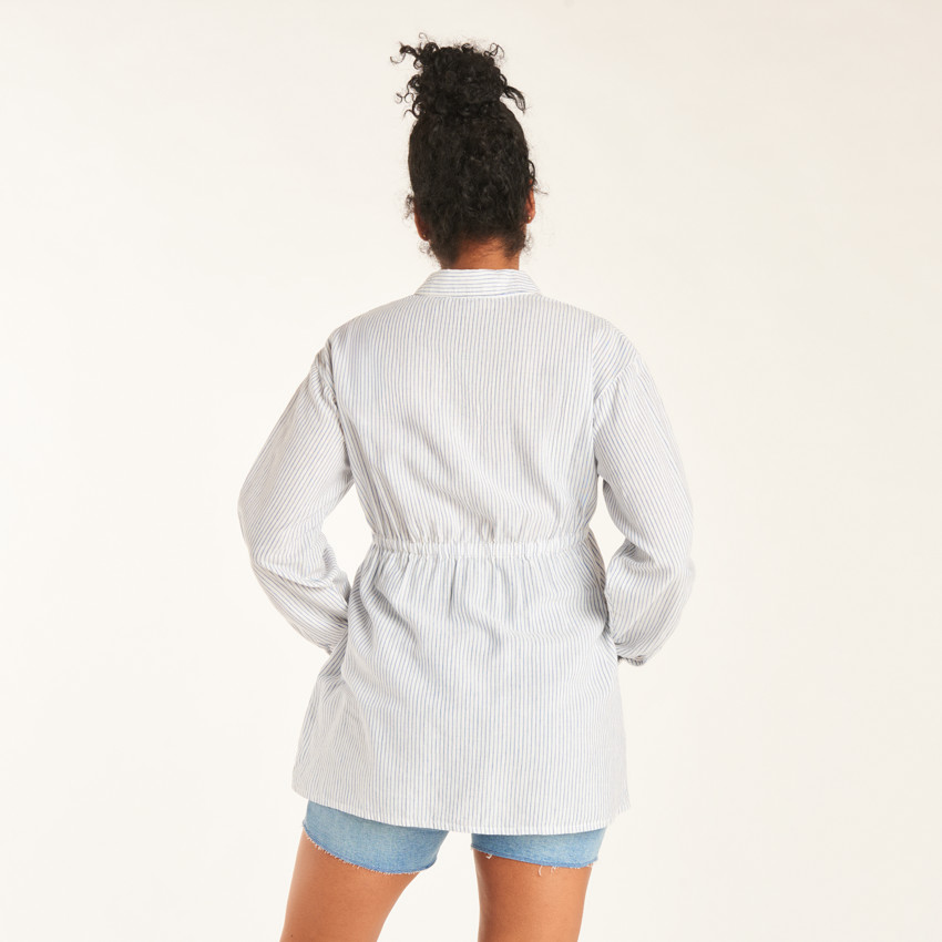 Μακρυμάνικη μπλούζα εγκυμοσύνης και θηλασμού με ρίγες και κορδόνι 