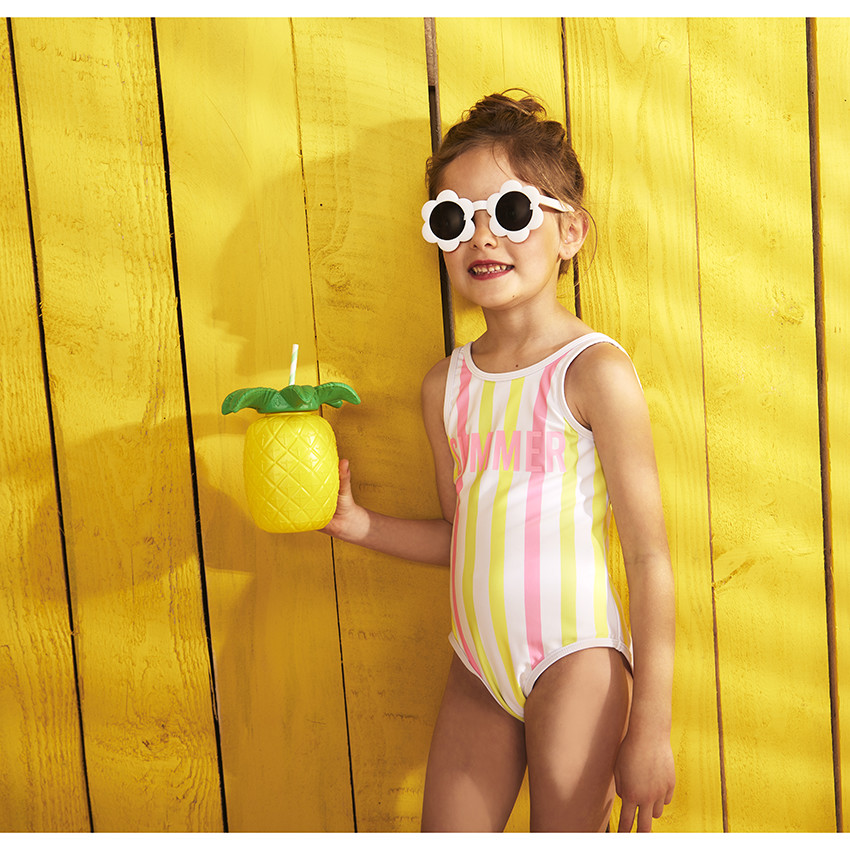 Αθλητικό μαγιό 1 κομμάτι με ρίγες τριών χρωμάτων για κορίτσι 