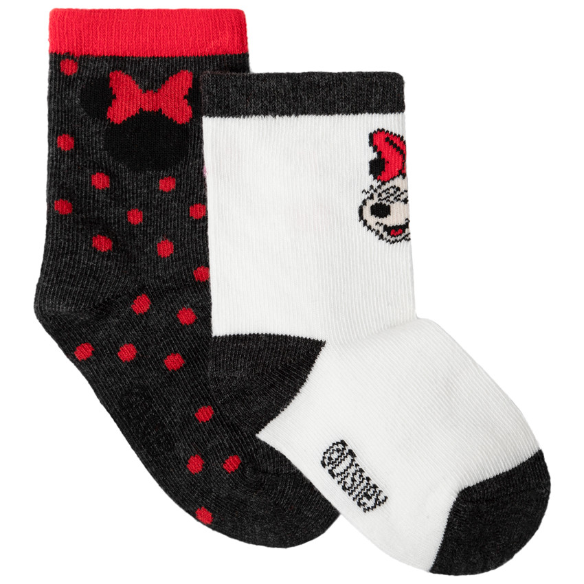 Lot de 2 paires de chaussettes assorties à pois / motif Minnie  Additional Lot de 2 paires de chaussettes assorties à pois / motif Minnie