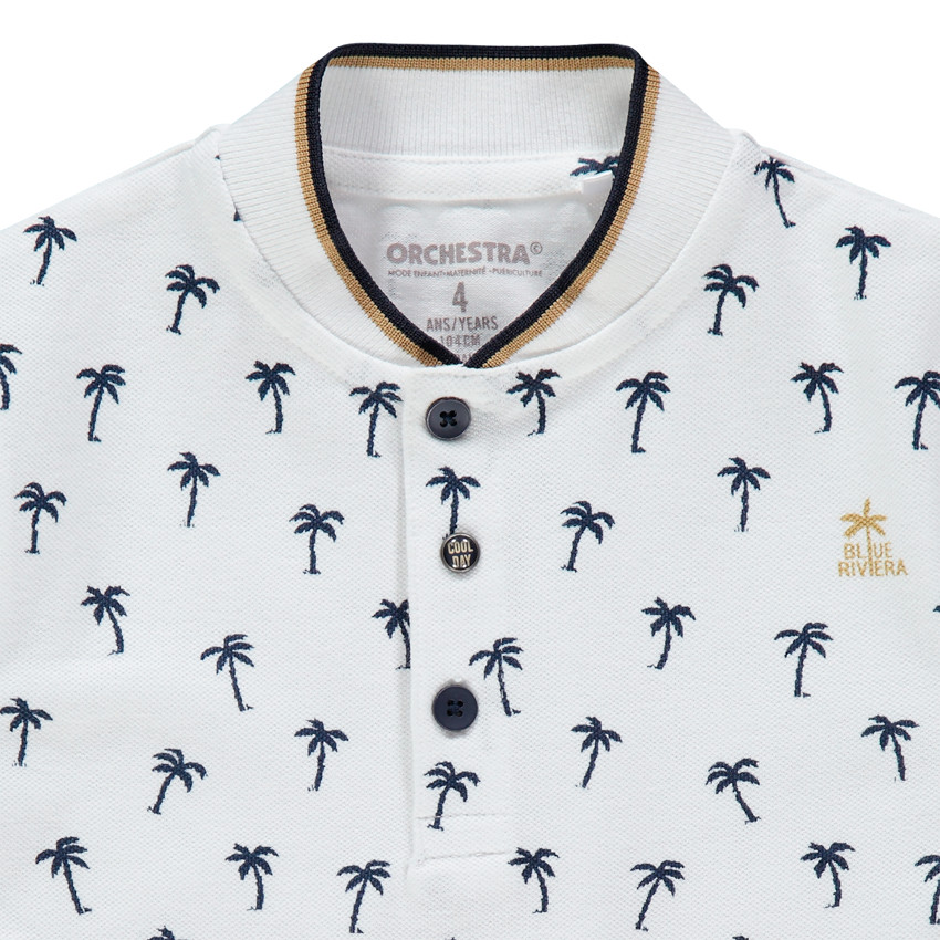 Polo κοντομάνικο με σχέδιο φοίνικες σε όλη την επιφάνεια 