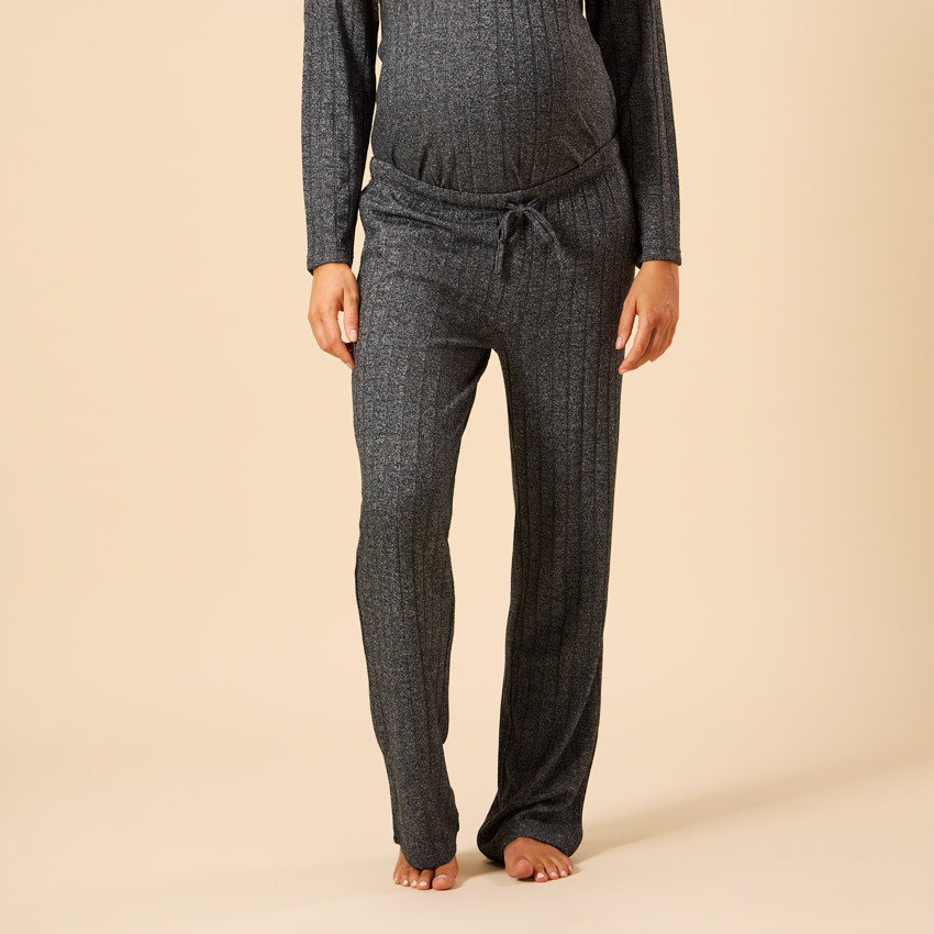 Γυναικείο Σετ Πιτζάμας 2 Τεμαχίων Με Μονόχρωμο Ριμπ Εφέ 