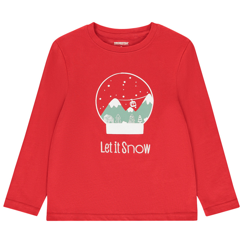 Μπλούζα μακρυμάνικη με σχέδιο χιονόμπαλα για αγόρι 