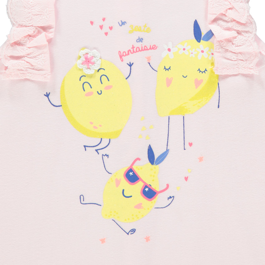 Combi κοντό με φρούτα σχέδια και βολάν 