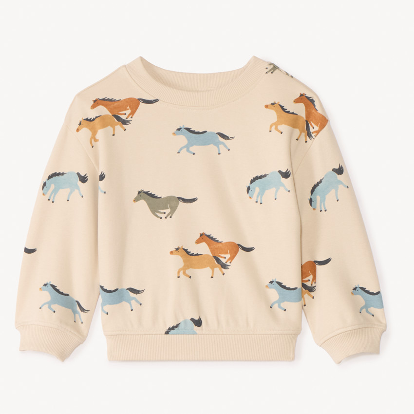 Μπλούζα φούτερ oversized με εκτύπωση αλόγων για μωρό αγόρι 