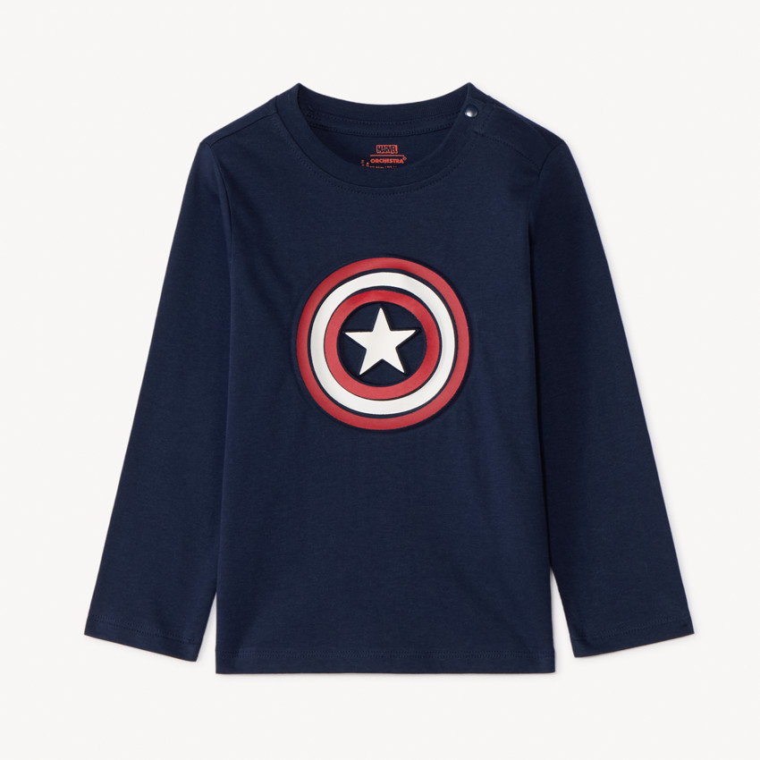 T-shirt à manches longues imprimé Captain America Marvel pour bébé garçon 