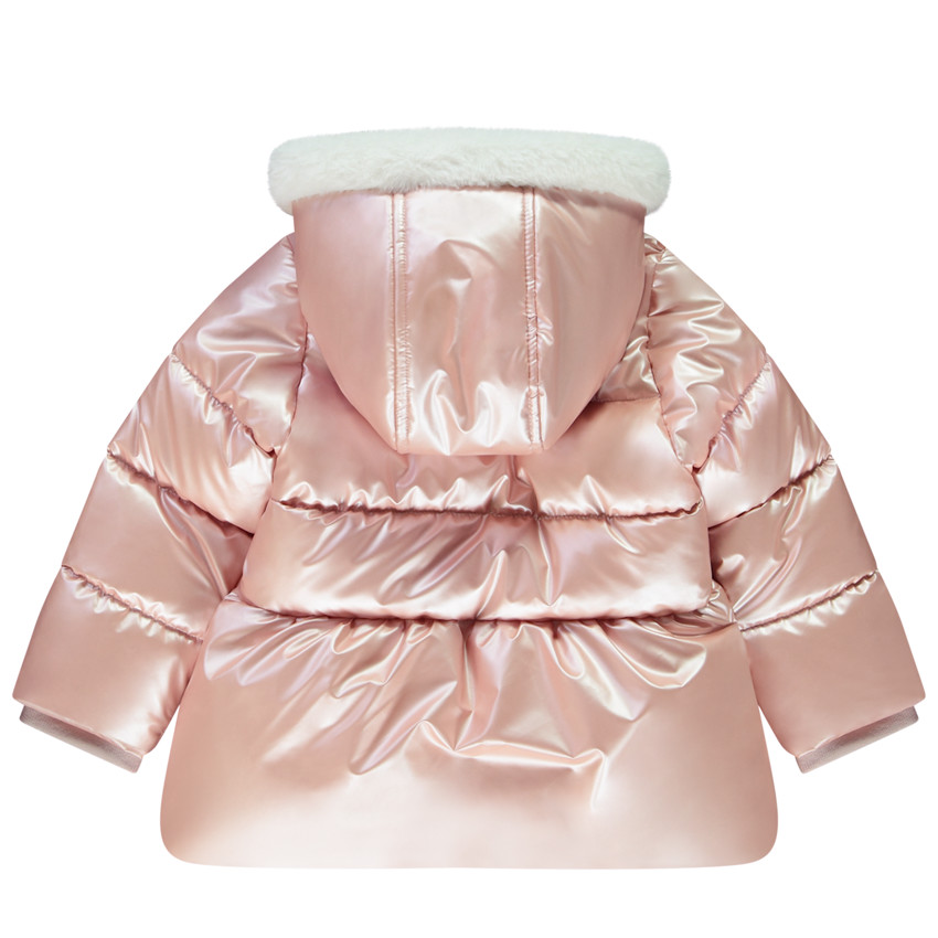 Ροζ υφασμάτινη μπουφάν με επένδυση sherpa για κορίτσι μωρό 