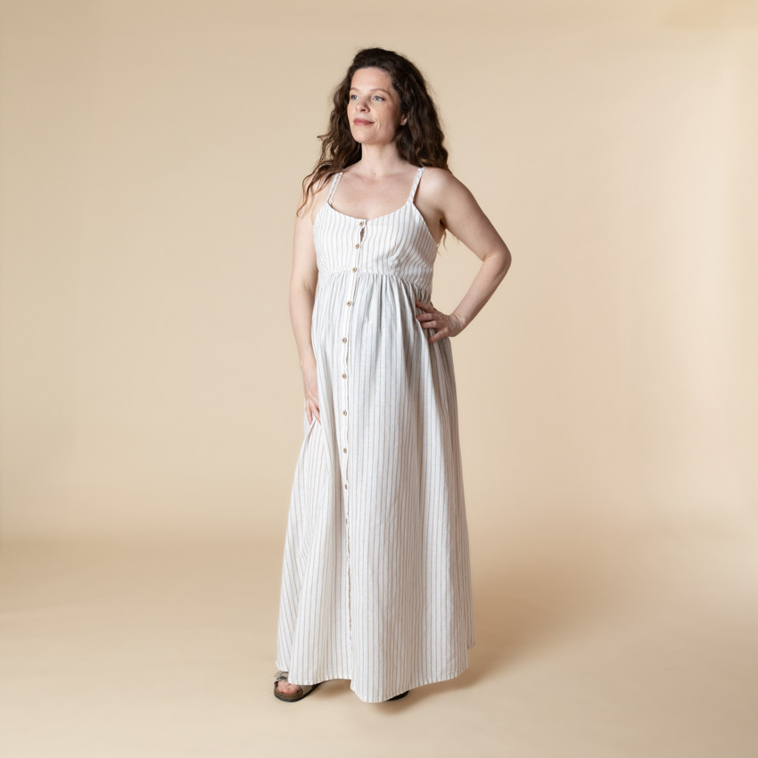 Μακρύ φόρεμα εγκυμοσύνης και θηλασμού ριγέ 