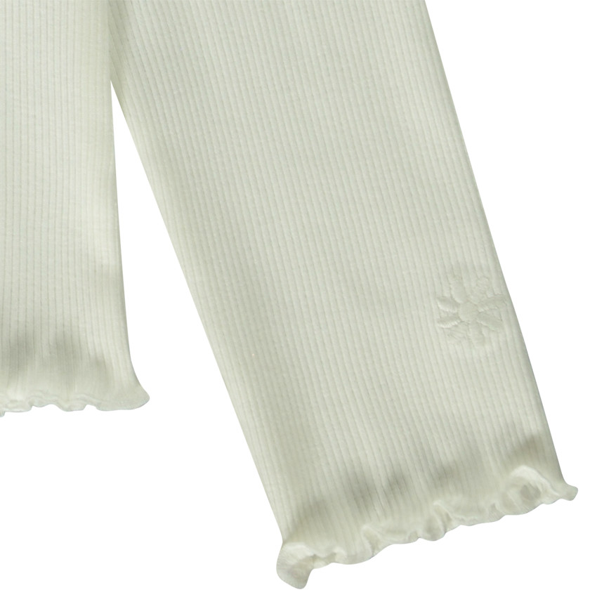 Μπλούζα μακρυμάνικη ριπ με κεντημένο λουλούδι για κορίτσι 