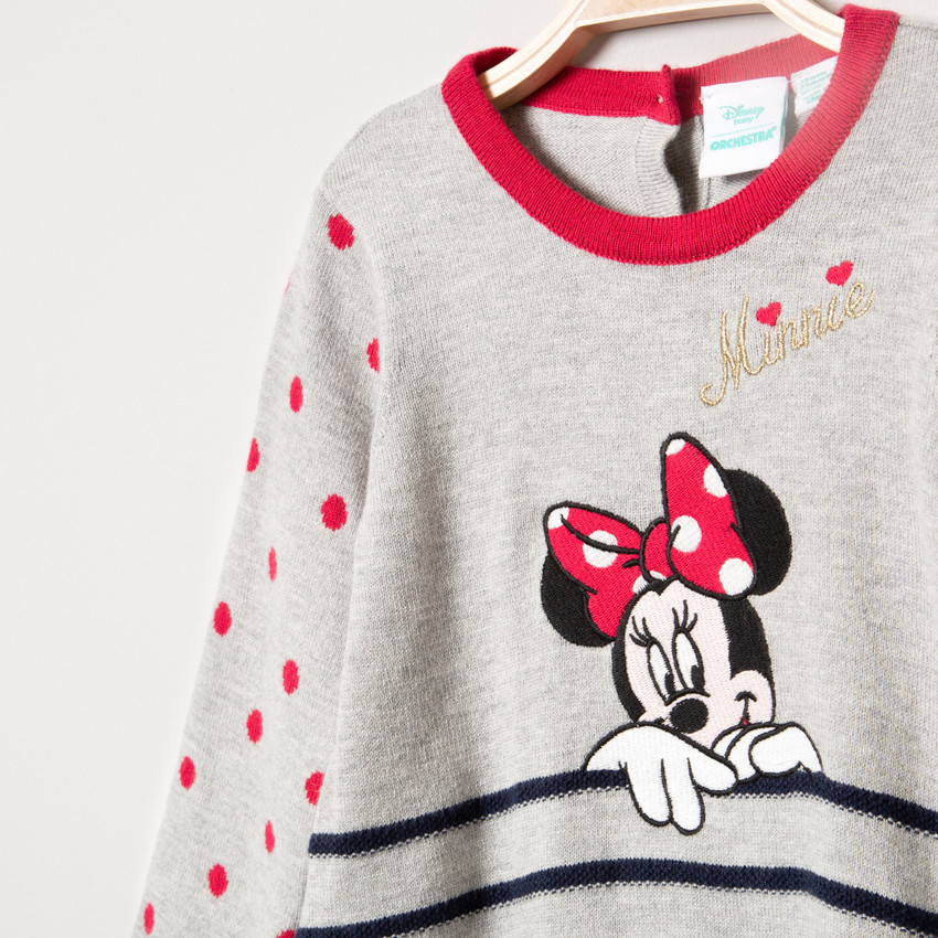 Μακρυμάνικο πλεκτό φόρεμα με μοτίβο Μίνι της Disney και ρίγες 