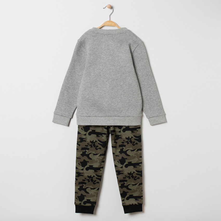 Jogging en molleton print dinosaure et motif camouflage 