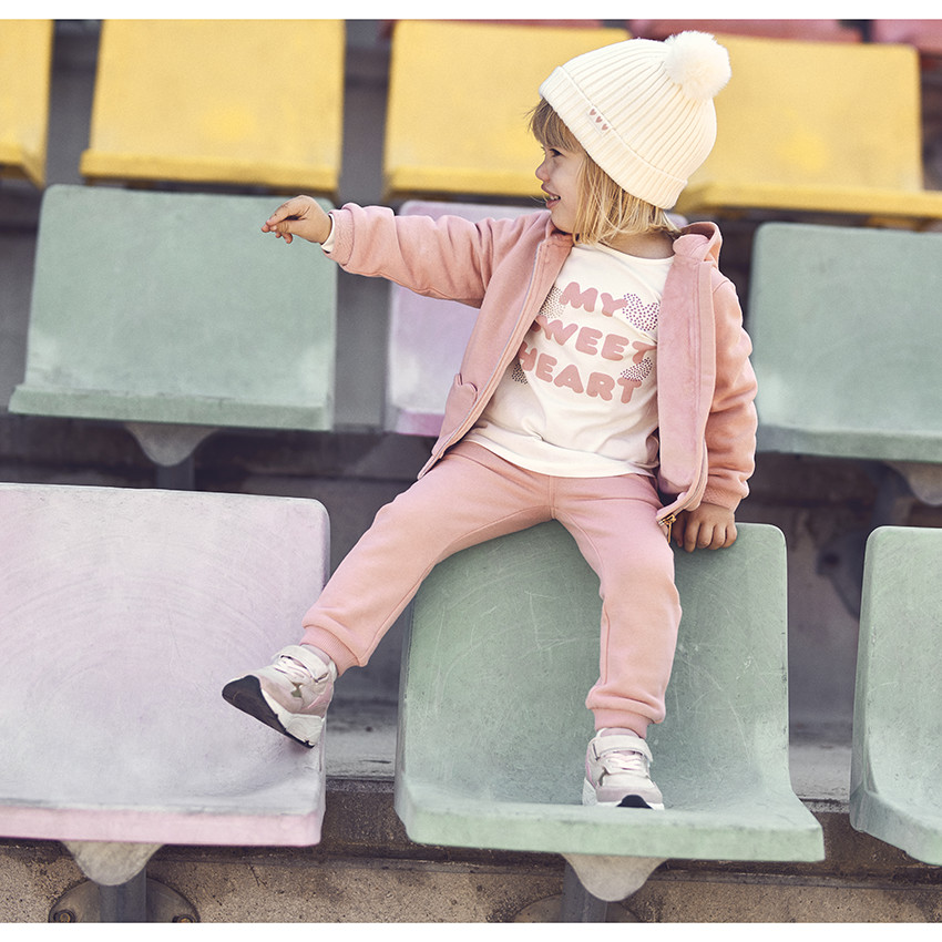 Ζακέτα με κουκούλα από molleton μονόχρωμο για κορίτσι bebé 